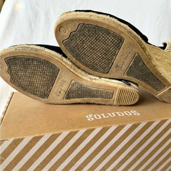 Soludos Black Marseille Espadrilles ankle tie wedges US women’s 8 - Picture 9 of 14